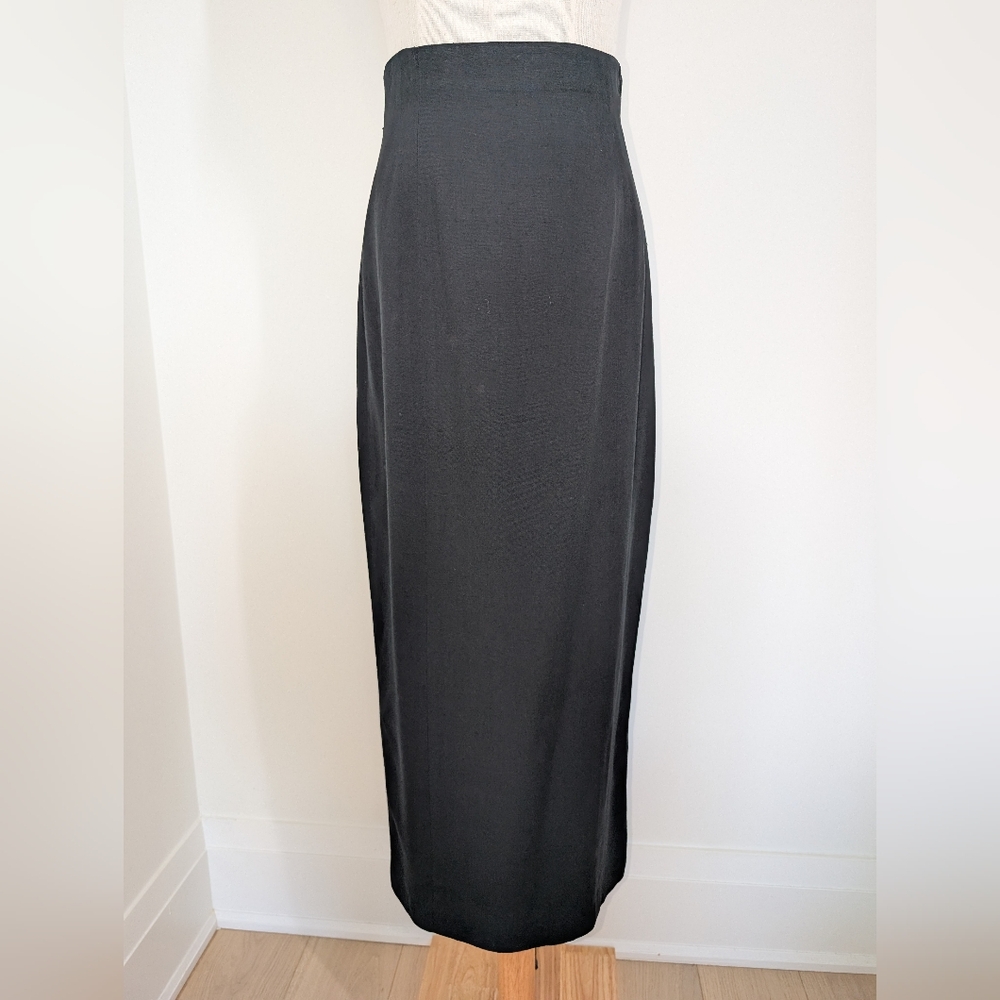 Vintage Silk Blend Black Pencil Skirt